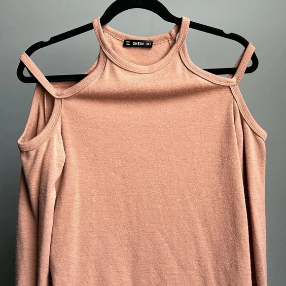 SHEIN Dusty Pink Sweater with Open Shoulder | Pink Sweater | Open Shoulder - Picture 3 of 8